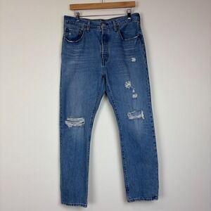 Levi's 501 Orginial Premium Women's Straight Leg Jeans Distressed Blue W31 L30